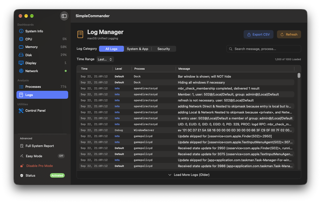 Security and Logs Preview